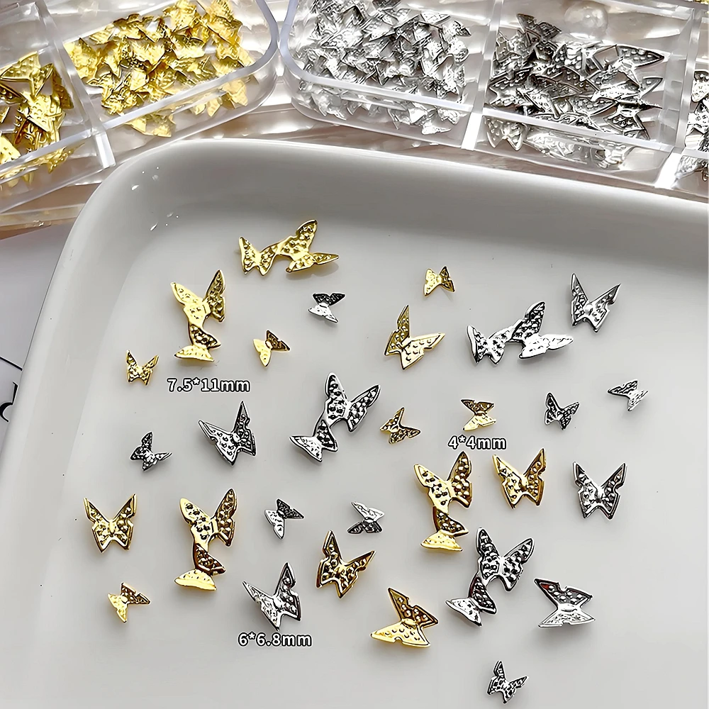 

1 Box 3D Alloy Butterfly Nail Art Charms Accessories Metallic Flake Parts For Manicure Decor Material Nails Decoration Supplies