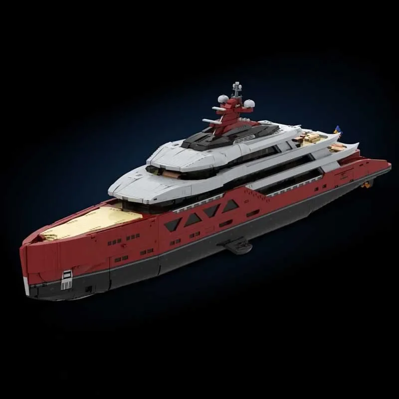 Urban Transportation Moc Building Blocks Superyacht 120cm Model Technology Brick DIY Assembly Construction Holiday Toy Set Gifts