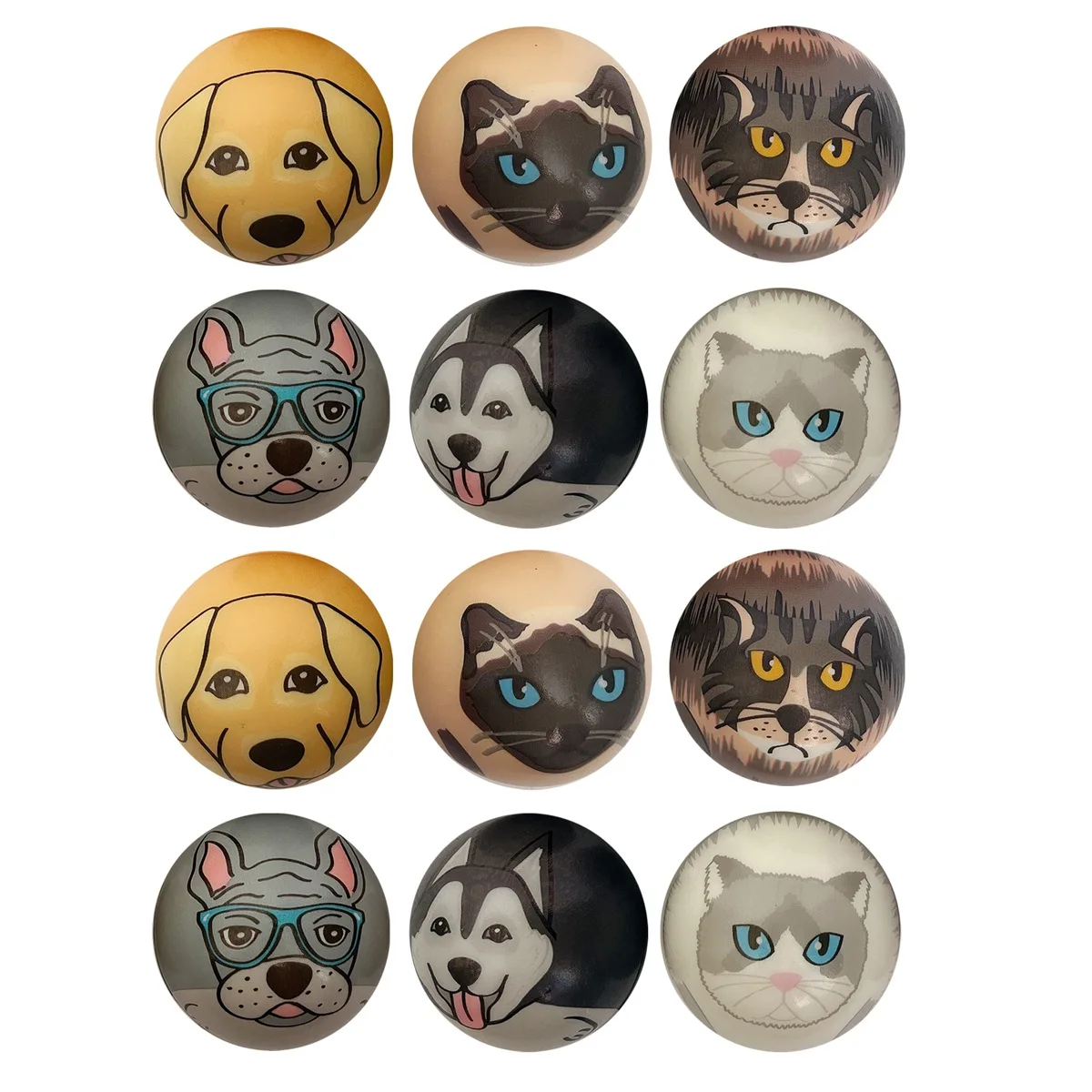 Pelota de espuma de dibujos animados para niños y adultos, juguete para aliviar el estrés, para ejercicio de muñeca y mano, 12 piezas, 6,3 Cm