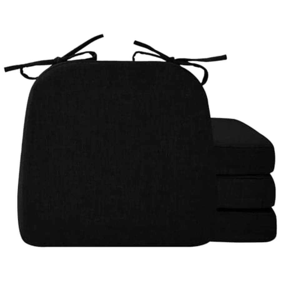 

Chair Cushions for Dining Chairs 2 Thick Seat Cushions for Kitchen Chairs D-Shaped Chair Pads with Washable Cover Ties and Non