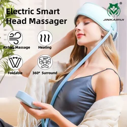 Jinkairui Sleep Aid Head Massager Airbag Wrapping Cap Scalp Massage Instrument with Air Compression Relaxation Rechargeable Use