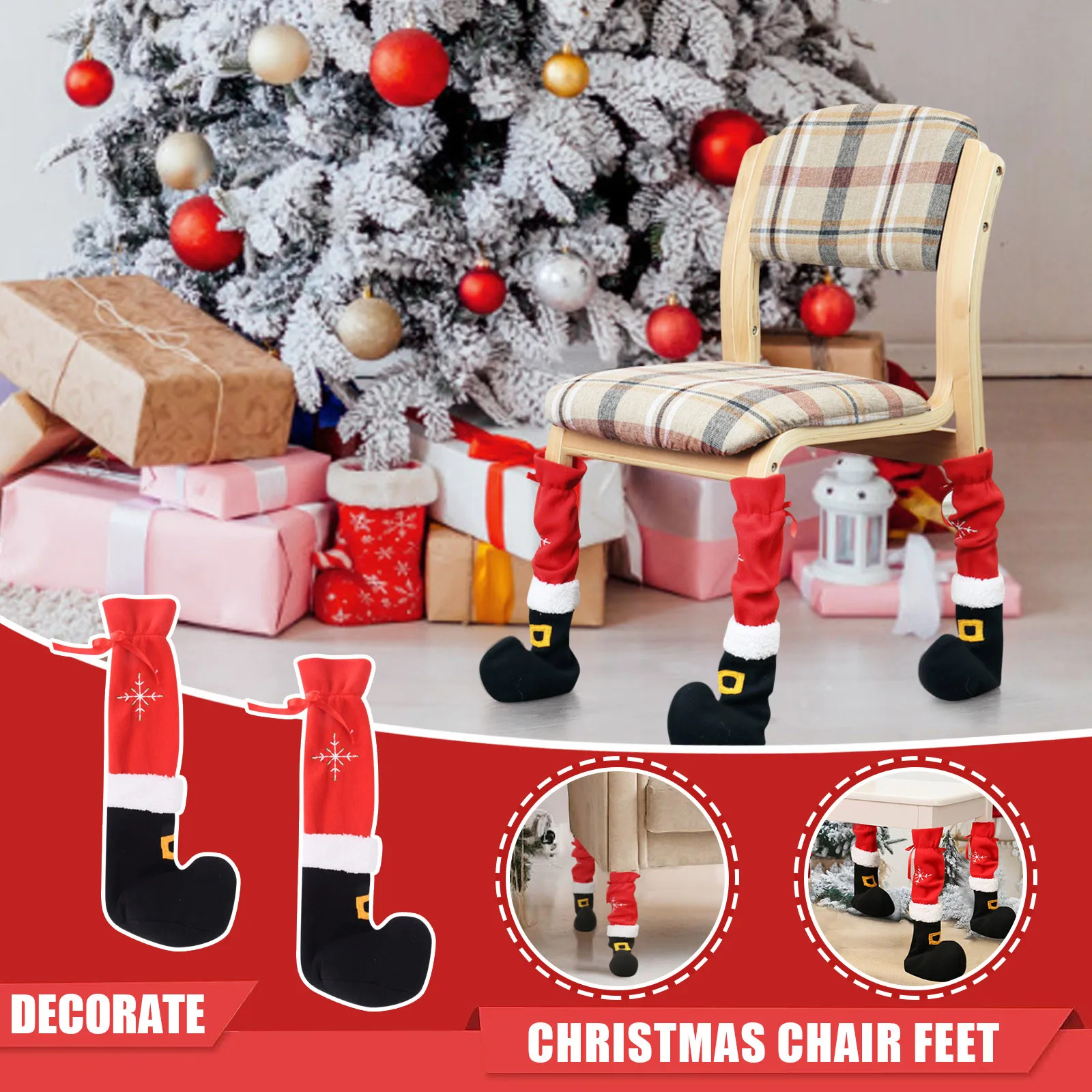 Santa Chair Feet Festive Christmas Cover Decor Elf Leg Warmers Xmas Home Dining Table Decoration Holiday Party Ornament 2026 T1