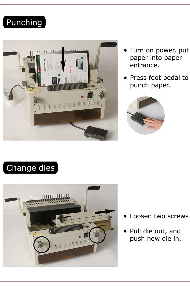 Picture 7: 6918 4in1 Multifunction Electric Book Binding Hole Punch Machine Coil Binder Double Wire Comb Binder