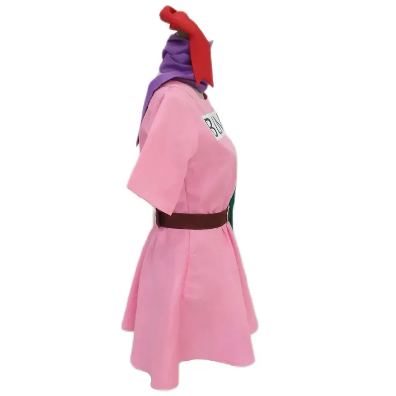 Disfraz de cosplay de Bulma para mujer, vestido rosa, cinturón, diadema, traje de Carnaval de Halloween