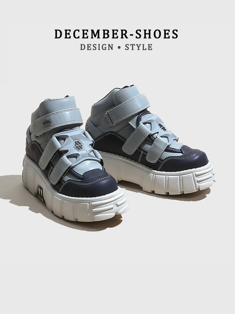 

ex Thi Bot Платформа Punk Sle Metal Y2K Готический Модный Slip-On oes Неизопасный Высокий каблук с перекрестными синими деталями