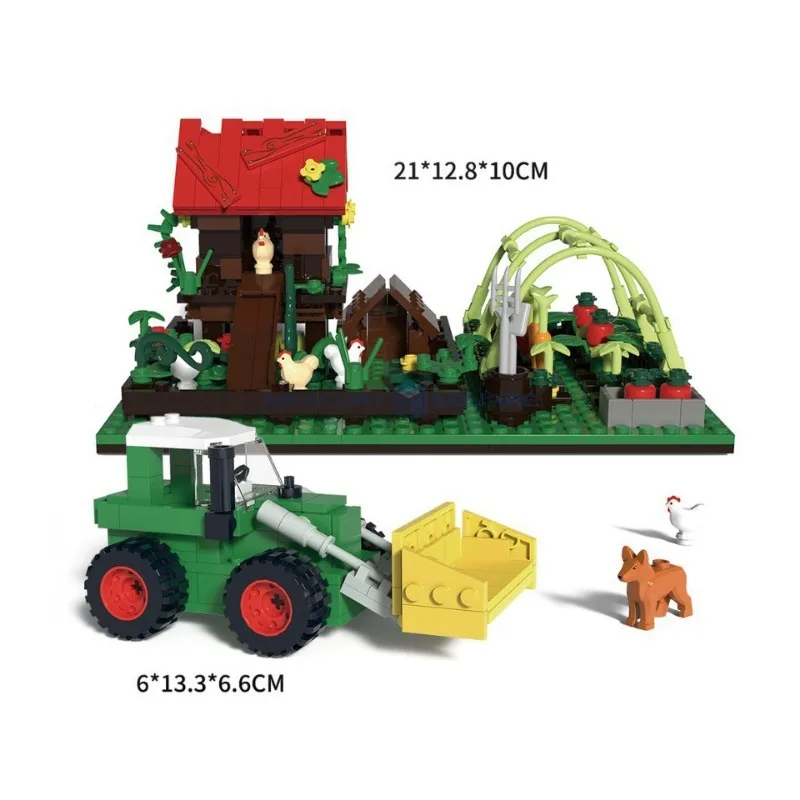 Happy Farm Model Building Blocks MOC DK6022 Farmland Scene Livestock Tractor Creative Ideas Bricks Gift DIY Toy Kids Adults