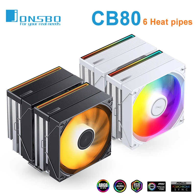 Jonsbo CB80 Air-cooled Radiator 6 Heatpipes Twin Tower Radiator Computer Case Double Fans Air Cooling LGA1700 115X 1200 1851 AM5