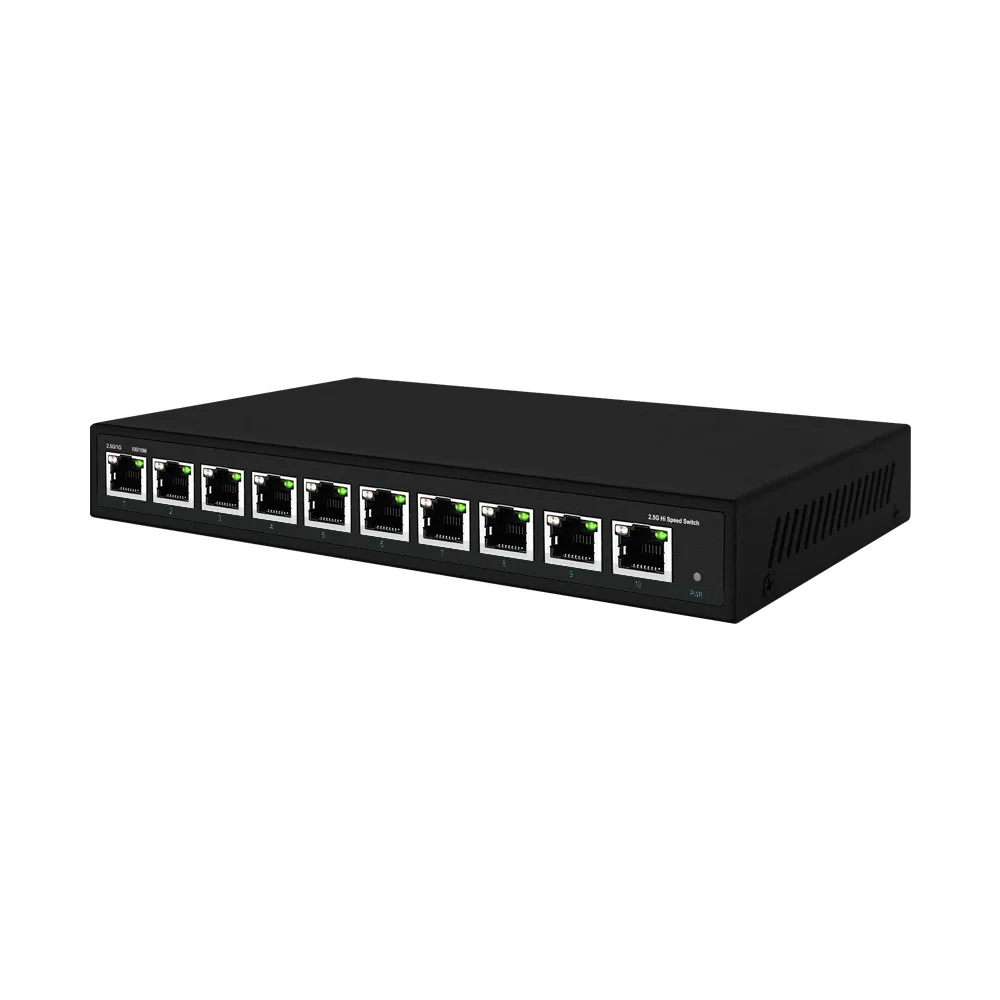 10 Ports 2.5Gbe PoE or RJ45 Ethernet Switch ，8 *2.5Gbps RJ45 with  2*2.5gbps RJ45 Uplink Network Switch