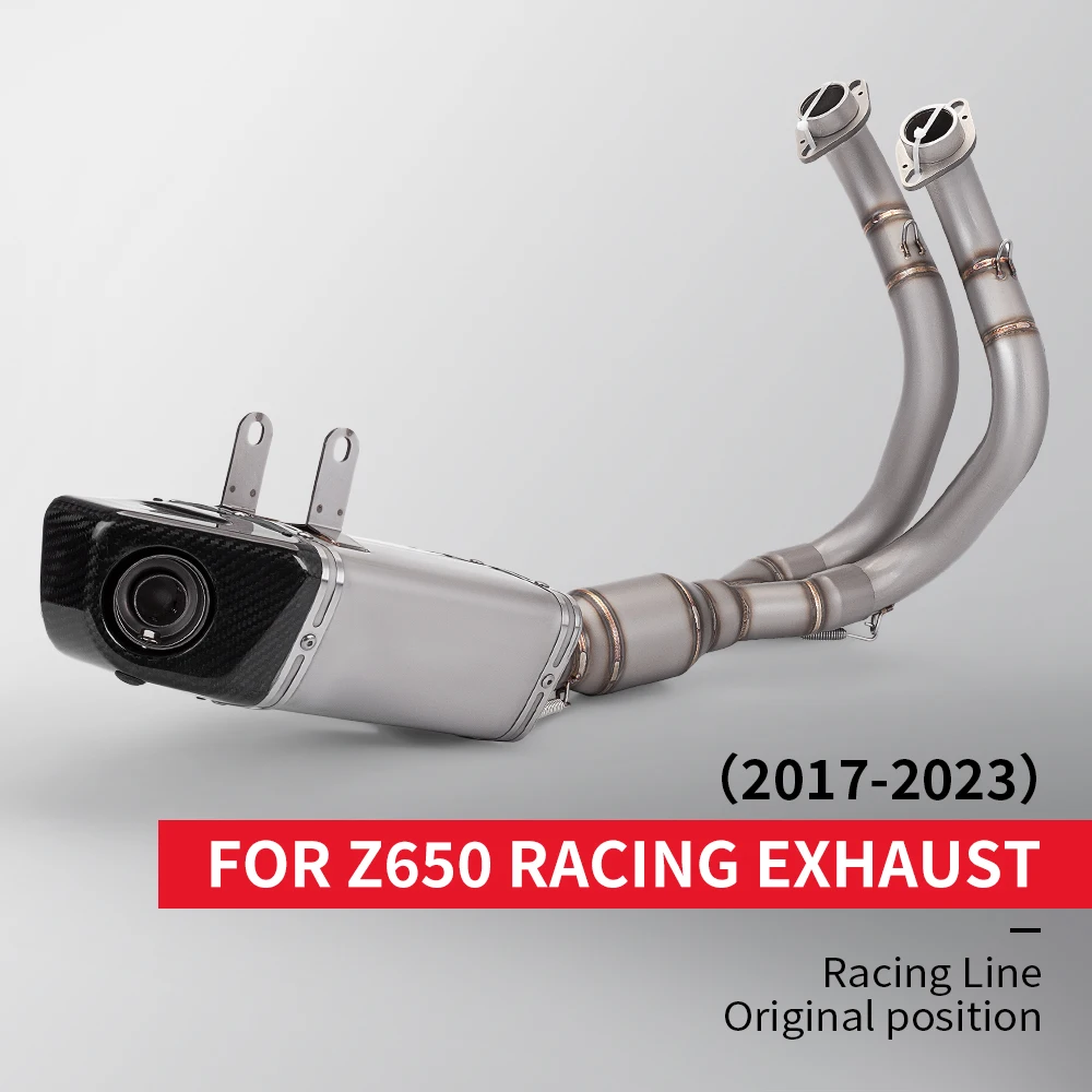 For Z650 NINJA650 2017-2023 Motorcycle Exhaust Escape Moto Full System Modified Front Link Pipe Box Muffler Bottom Row