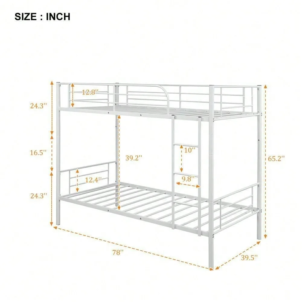 Marco de litera doble 3 en 1, plataforma de cama de metal para el hogar con nido y escalera