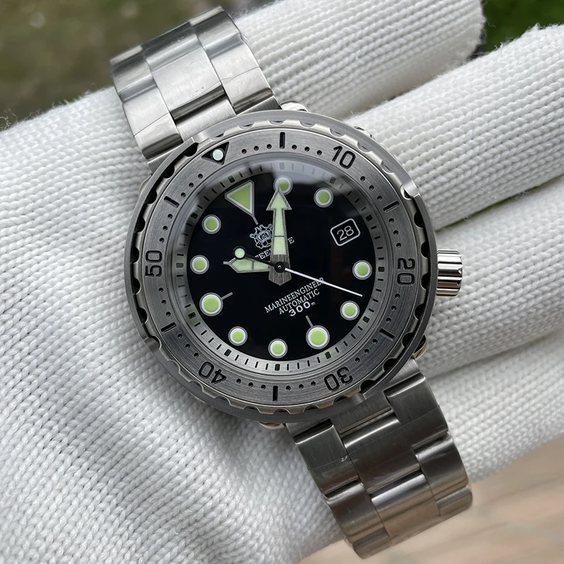 STEELDIVE Men Diver Watch 47.5mm Tuna Automatic Mechanical Wristwatch 30ATM Waterproof C3 Luminous NH35 Steel Bezel Military