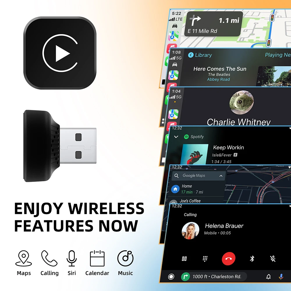 2 in1 Wired to Wireless CarPlay Android Auto Adapter for OEM Car Stereo With USB Dongle Smart Mini Box Plug and Play Bluetooth