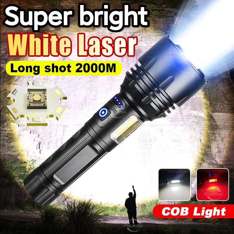 

Flashlight Rechargeable High Power Led Flashlights 3 Modes+COB Light Multifunction Torch Lanterns Lighting 2000M