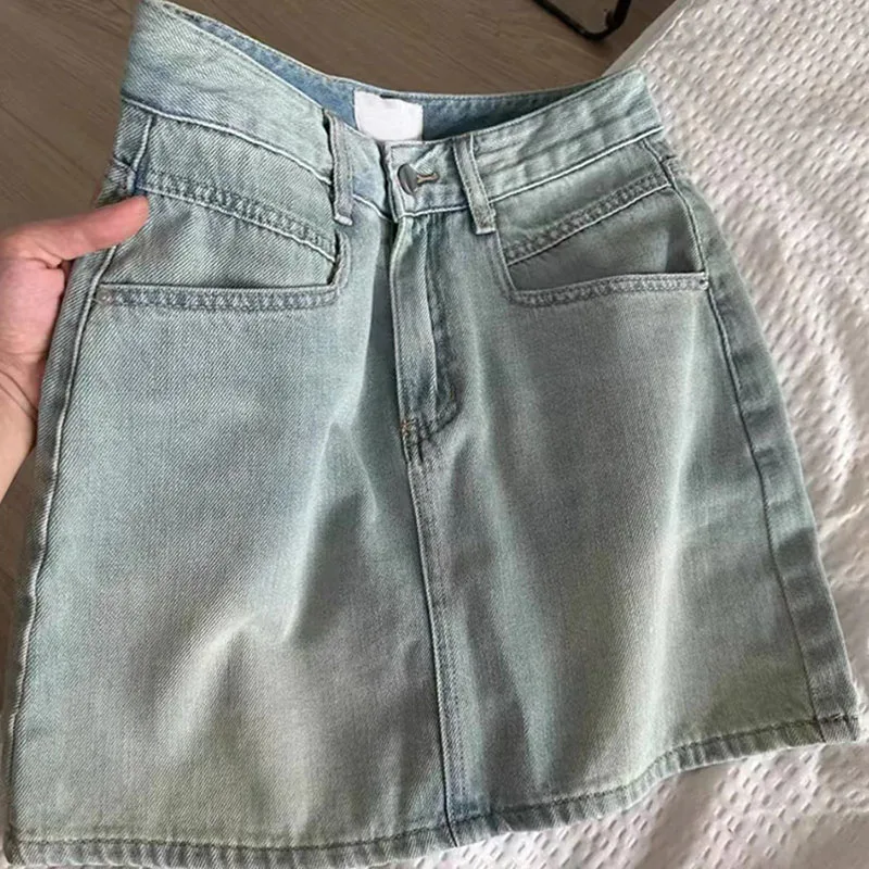 

Women Denim Mini Skirt Retro Bow Embroidery Design A-line Loose Fit High Waist Daily Commuting Casual Versatile Short Skirts
