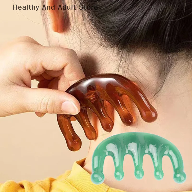 Five Teeth Meridian Massage Comb Resin Big Teeth Head Acupoint Therapy Artifact Claws Decompression Portable Body Scalp Comb