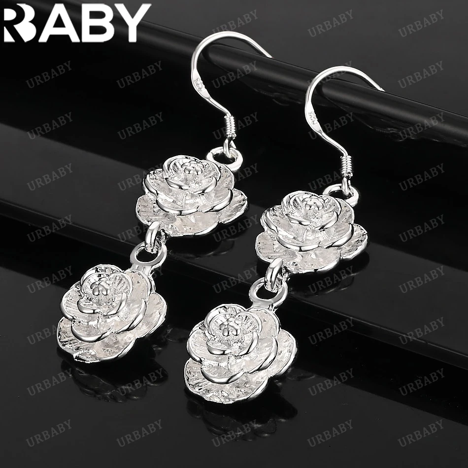 

URBABY 925 Sterling Flower Type Earrings Drop Earrings For Women Jewelry Fashion Party And Daily Wear
