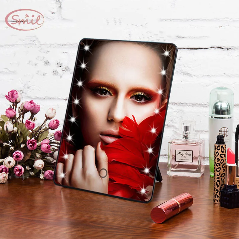 

Portable LED Light Makeup Mirror Vanity Lights Compact Make Up Pocket Mirrors Vanity Cosmetic Hand Folding Led Mirror Lamp Gift