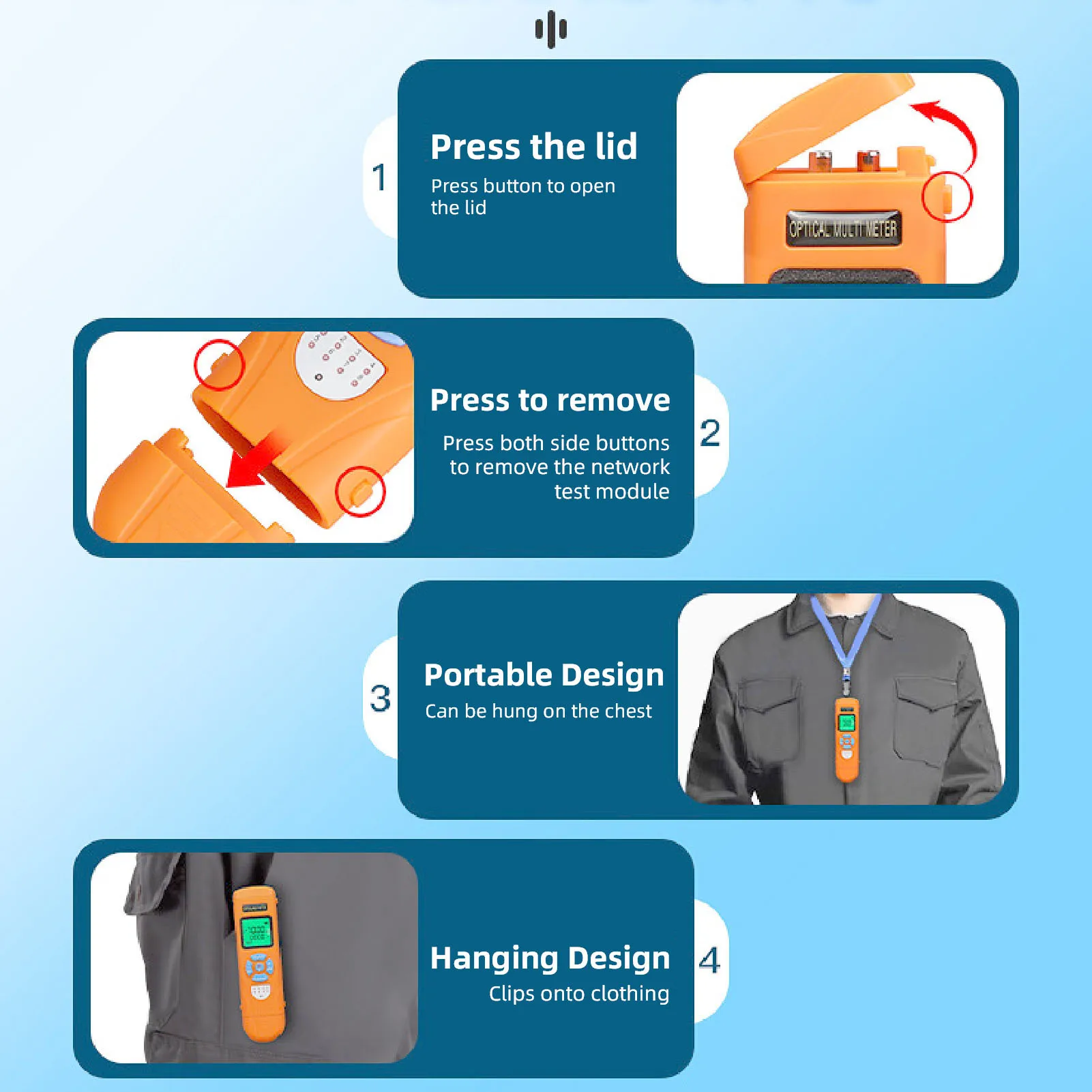 جهاز اختبار بصري -70-+10dBm 10 أطوال موجية محدد الأعطال البصرية أداة اختبار بصرية لقياس الطاقة الضوئية