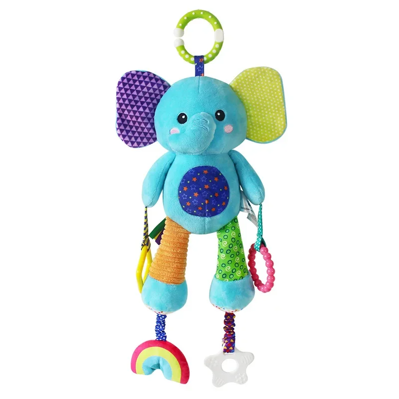 Urocza pluszowa grzechotka dla niemowląt - dzwonek do łóżeczka i zawieszka do wózka, edukacyjna zabawka do trzymania w dłoni, wspomagająca rozwój mózgu dziecka.