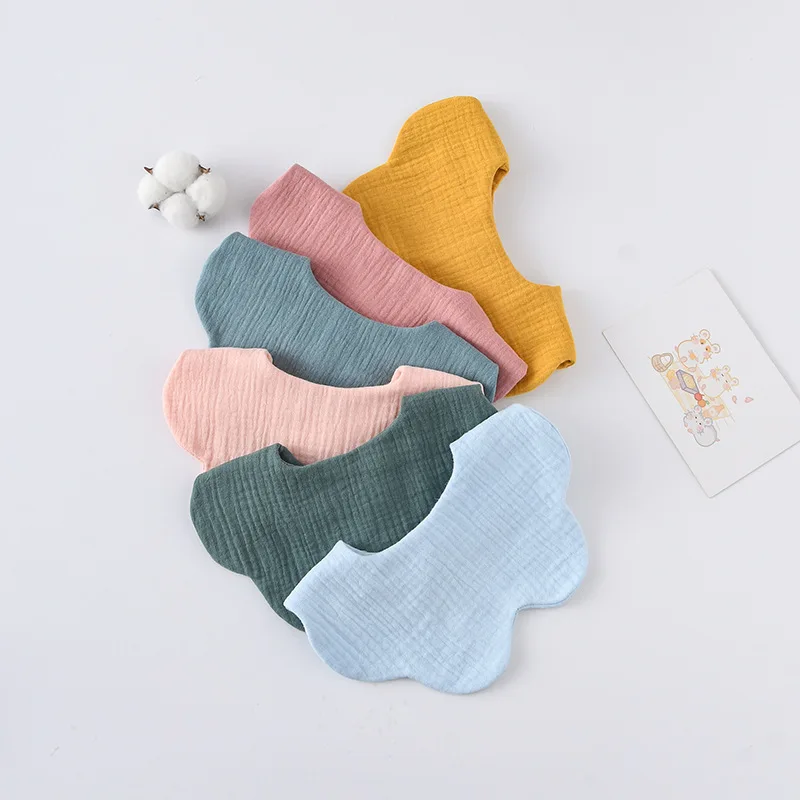 Cotton Gauze Baby Bibs Solid Color Infant Bib Newborn Burp Cloths Bandana Scarf for Boys Girls Feeding Saliva Towel