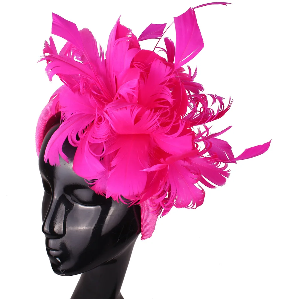 Fashion New Wedding Bride Headband Headwear Fancy Feather Hair Band Millinery Hair Accessories With Peals Decor Hair Accessories