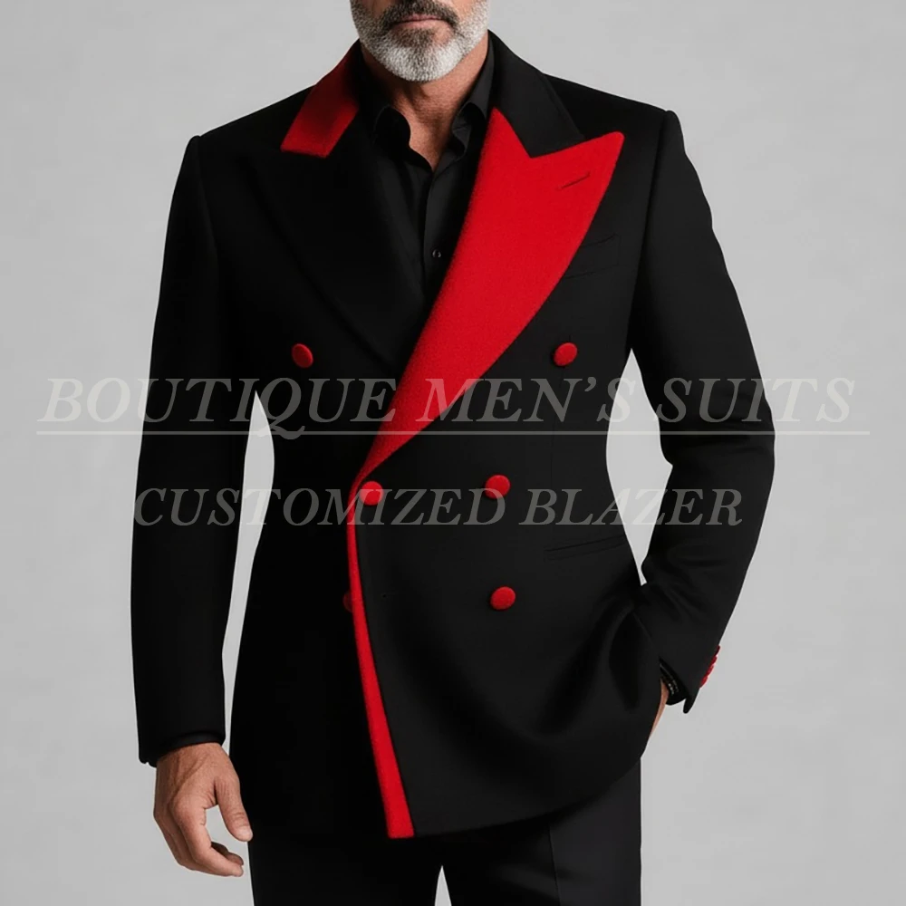 

Черные мужские костюмы из двух предметов, элегантный двубортный пиджак с остроконечными лацканами, модная умная повседневная мужская одежда, костюм Homme