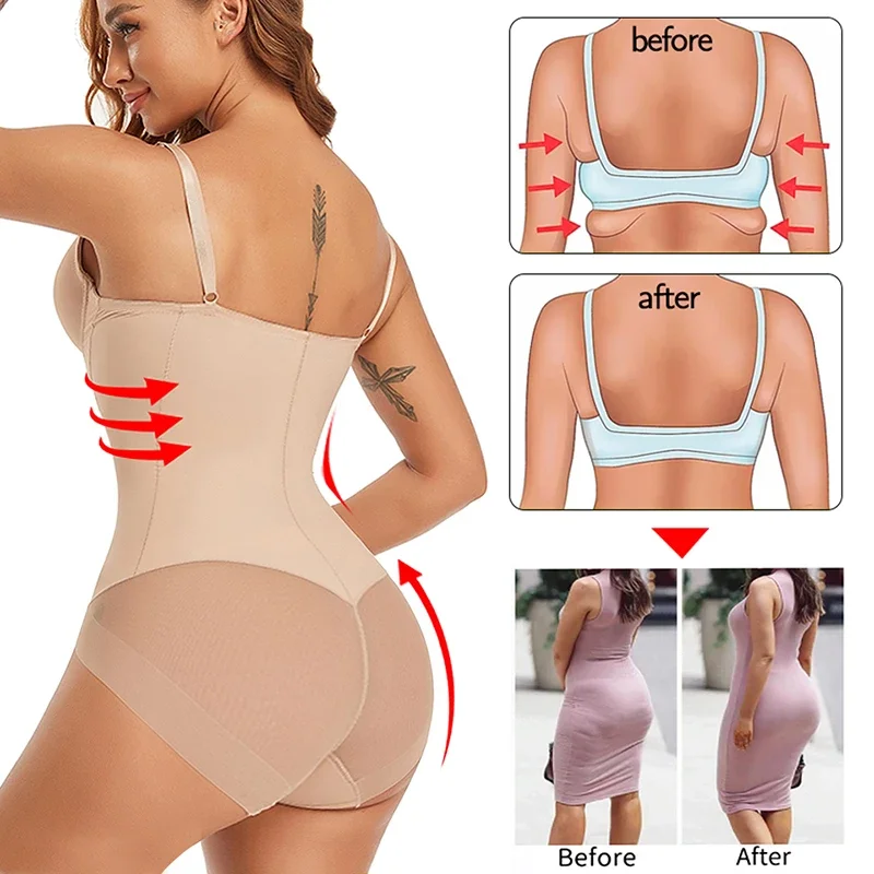 MISSMOLY Women Slimming Bodysuits One-piece Shapewear Tops Tummy Control Body Shaper Seamless Built-in Bra Camisole Jumpsuits