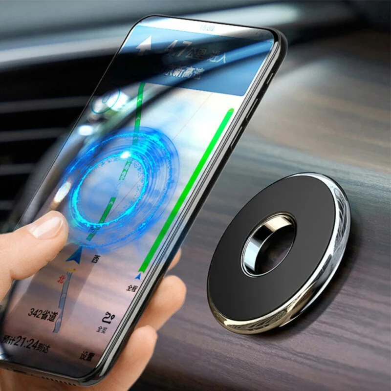 Magnetic Car Phone Holder Round Metal Strong Magnet GPS Cellphone Car Mount Bracket Car Mobile Support for iPhone Xiaomi Samsung