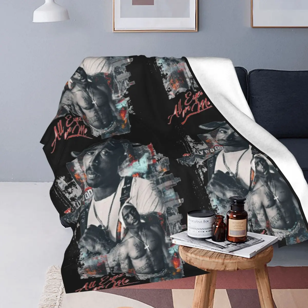 All Eyes On Me Fleece Throw Blankets Hip-Hop Rap 2pac Blanket for Sofa Car Super Soft Bedroom Quilt