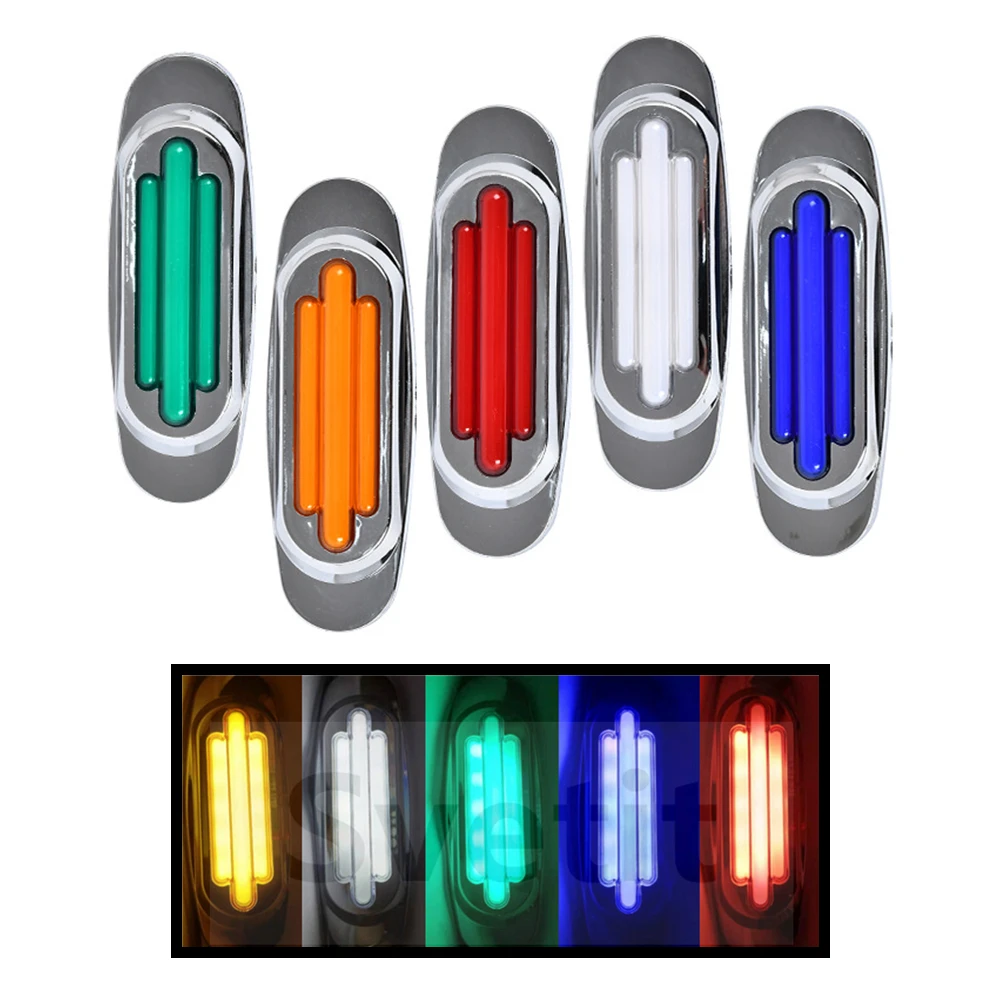 

10Pcs Truck Clearance Lights 24V Trailer Side Marker Lights Chrome Side Position Light Red White Amber