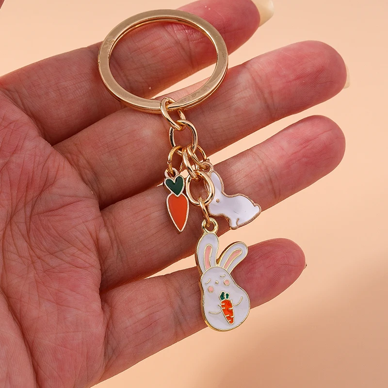 Aihua neue niedliche Schlüssel bund Emaille Tier Frosch Hund Ente Kaninchen Schlüssel bund für Frauen Handtasche Anhänger Zubehör DIY Schmuck Geschenke – Detail 5