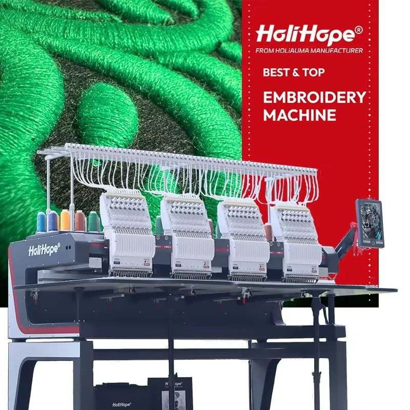 

[Best-selling] HoliHope Newest 4 Head 15 Embroidery Machine Industrial Cap /T Shirt/Flat Embroidery Machine Computerized In Hot