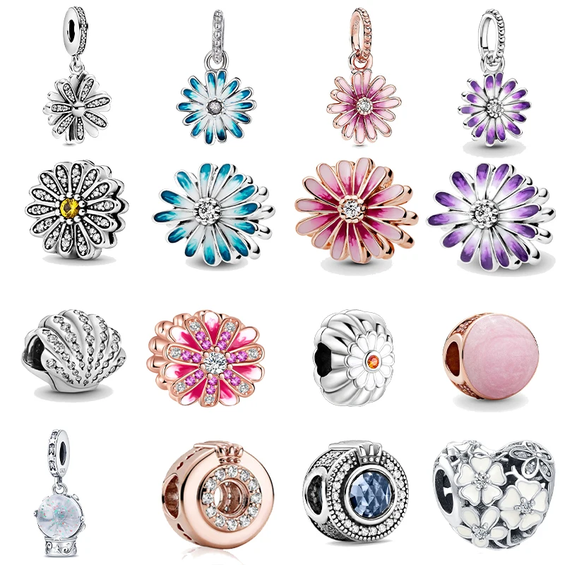 925 sterling silver chrysanthemum cake envelope charms fit original  bracelet charm bead necklace Diy female jewelry