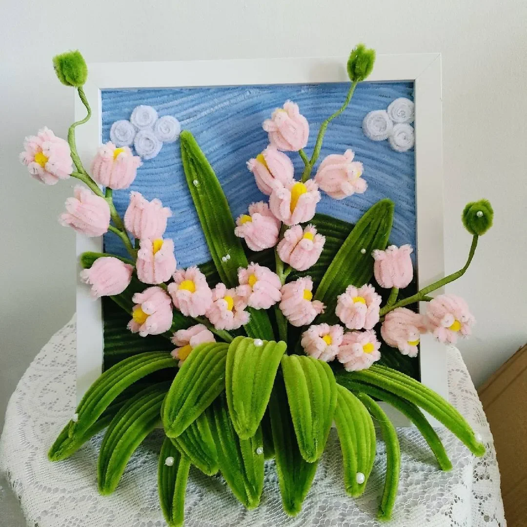 Künstlicher Blumenstiel, Draht, Blumenstange, Stange für DIY-Chenille-Stiele, Stick, Simulationsblumenmaterial mit grünem Blumenzuchtband – Detail 10