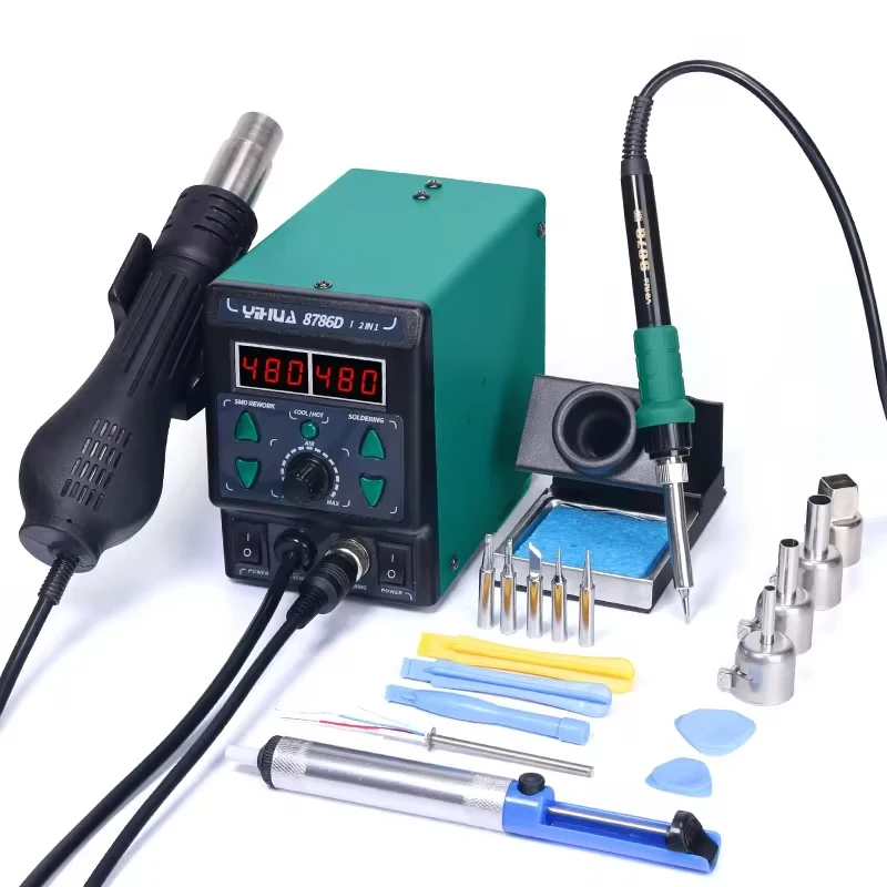 Hot Air Soldering Station Soldering Iron YIHUA 8786D-I Rework Station Phone Repair BGA Hot Gun 740W Double Digital Display