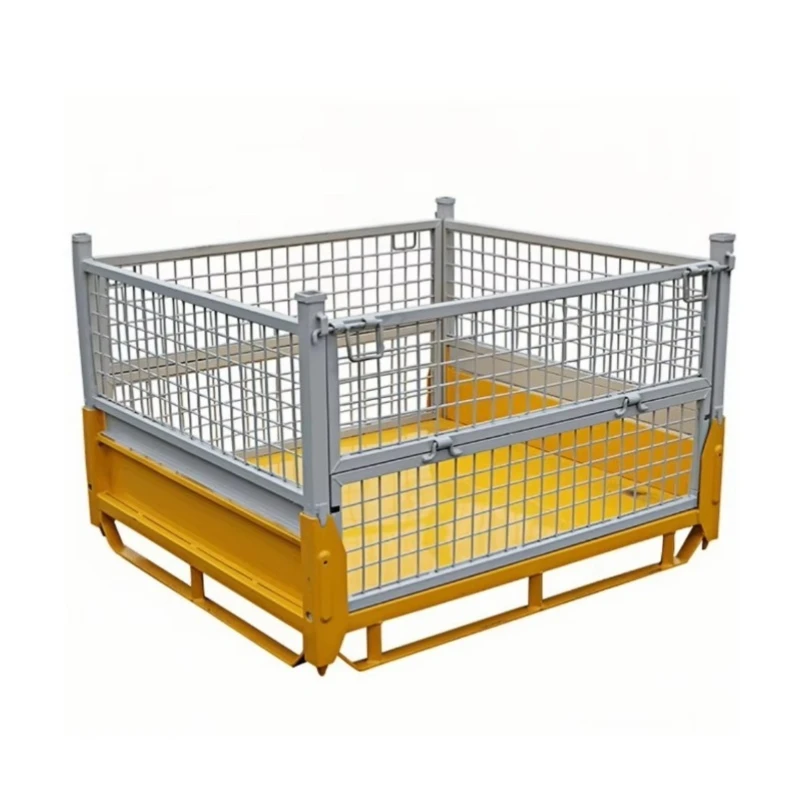 Foldable Stackable Metal Storage Cage Warehouse Grid Wire Container Heavy Duty Logistics Transport Material Handling Box
