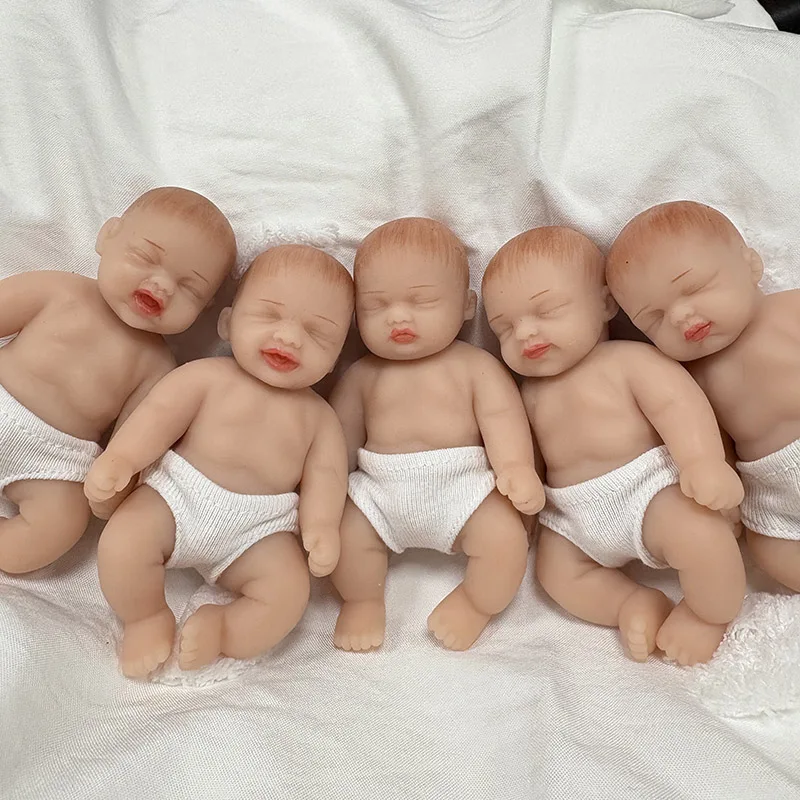 5 pièces/ensemble 4 pouces fait à la main grande quantité réaliste Silicone dormir Bebe Reborn poupée entièrement solide Silicone enfants jouet cadeau