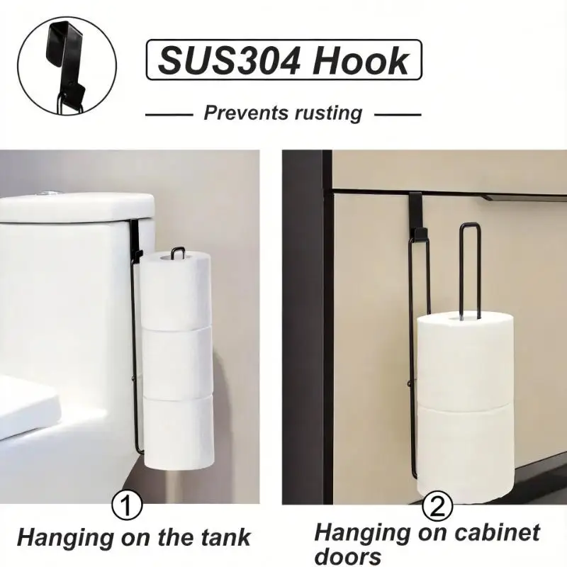 Luxury Wall-Mounted Toilet Paper Holder Waterproof Non-Slip Tissue Roll Stand Modern Bathroom Accessories Kitchen Paper Towel Hook Toothbrush Holder High-Pressure Silicone Plunger Multi-purpose Home Decor Rack view 3