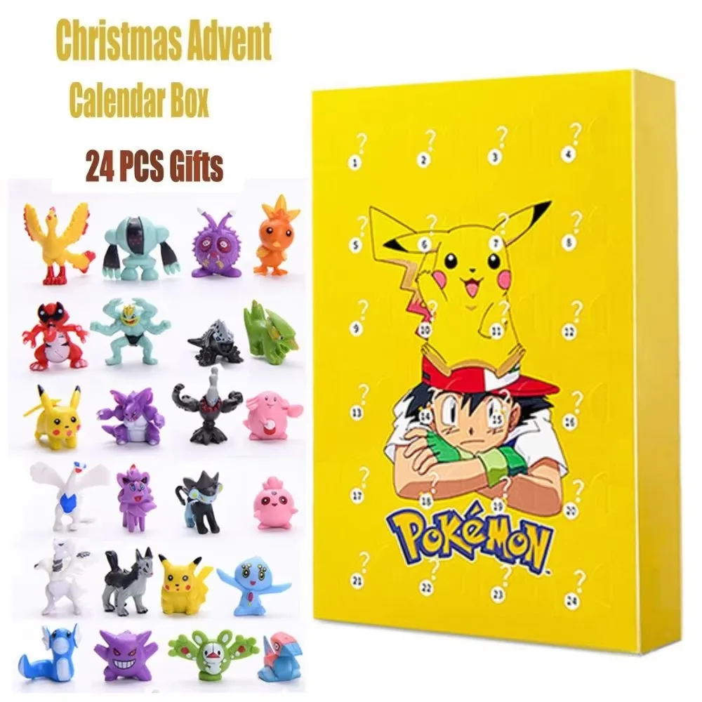 Heißer Verkauf 24 stücke Set Pokemon Figur Halloween Weihnachten Advent Kalender Geschenk Kawaii Pikachu Anime Figural Action PVC Modell Kind spielzeug