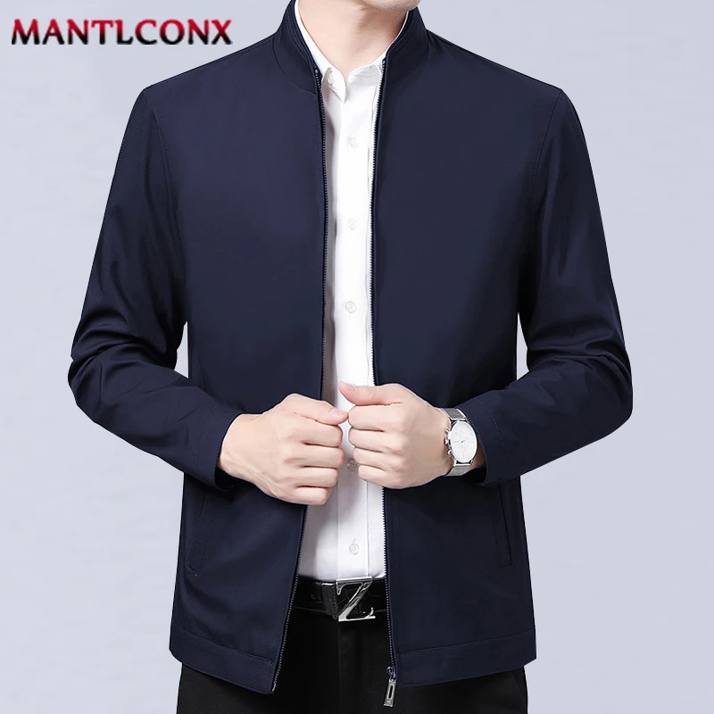 Stand Collar Casual Jackets for Men Office Dress Coat Quality Social Male Blazer Solid Color Loose Business Jacket Men Luxury