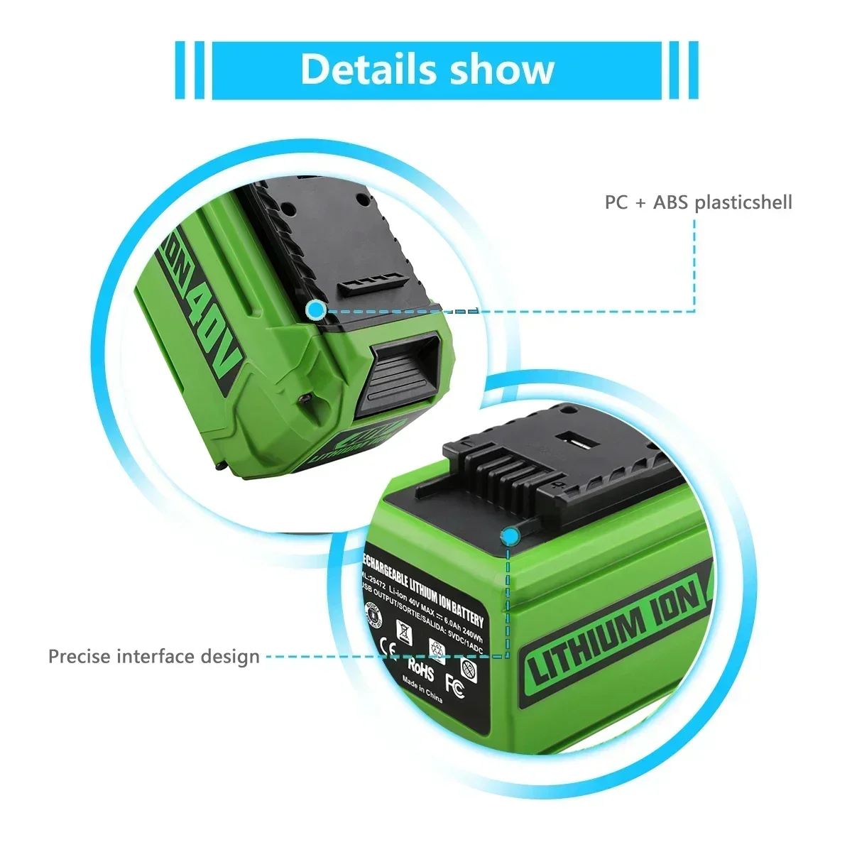 For Greenworks 40V Batteries 6Ah GreenWorks G-MAX Li-ion Battery Manufacturer Replacement Battery for Lawn Mower Power Tools