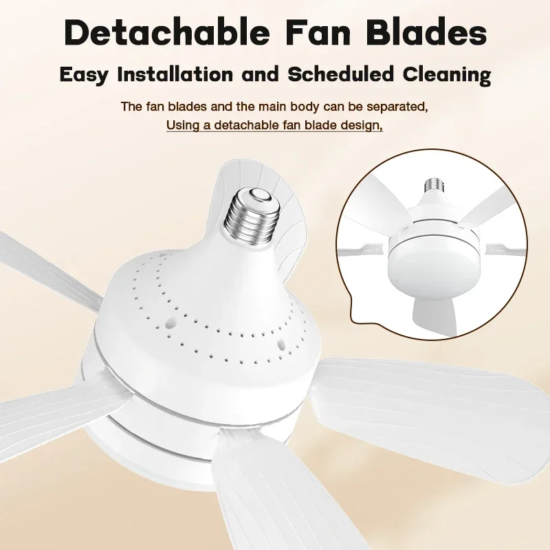 3 Adjustable Wind Speed Remote Control Dimmable Ceiling Fan Light 18-inch E27 5 Blades LED Ceiling Fan Light Mute Electric Fan