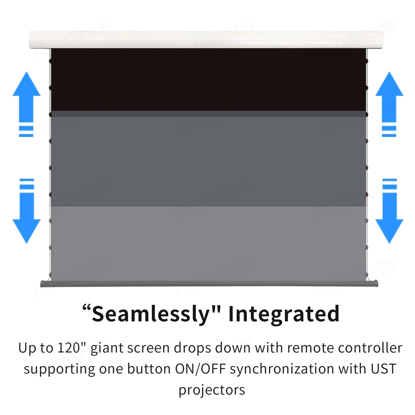 120'' Electric Tab-tensioned PET Crystal Projection Screen Motorized Drop-Down ALR UST Anti-light Screen for 4K Laser Projector