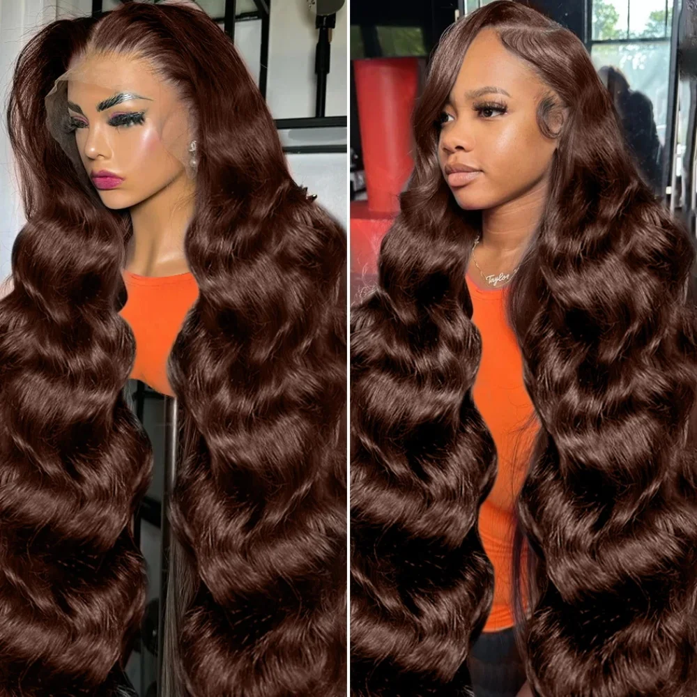 HD Chocolate Brown Body Wave Lace Front Wig Brazilian Brown 13x4 13x6 Lace Frontal Wigs For Women Human Hair Preplucked