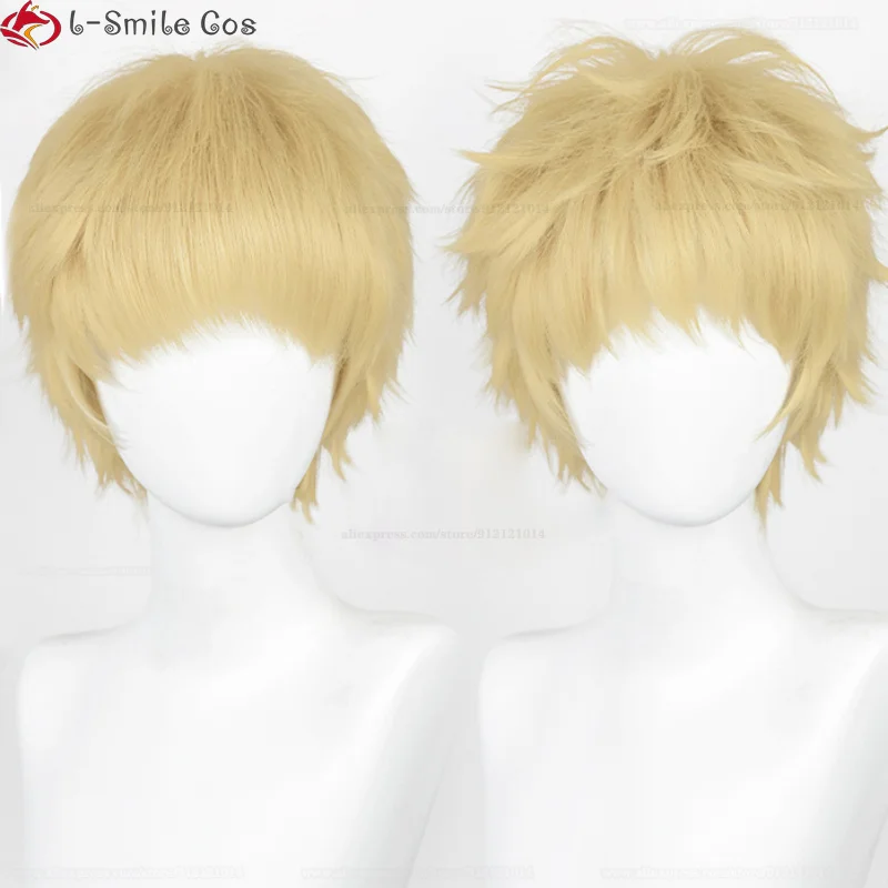 Anime Kei Tsukishima Cosplay Wig 26cm Short Light Golden Wig Heat Resistant Synthetic Hair Party Haikyu Wigs + Wig Cap