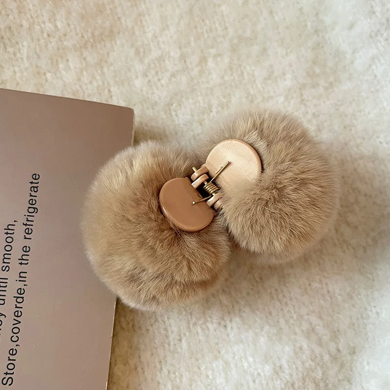 Pinces à cheveux en peluche en fourrure de lapin, Barrettes en forme de crabe pour femmes et filles, pinces à cheveux mignonnes pour queue de cheval, épingles à cheveux, accessoires pour cheveux, mode d'hiver