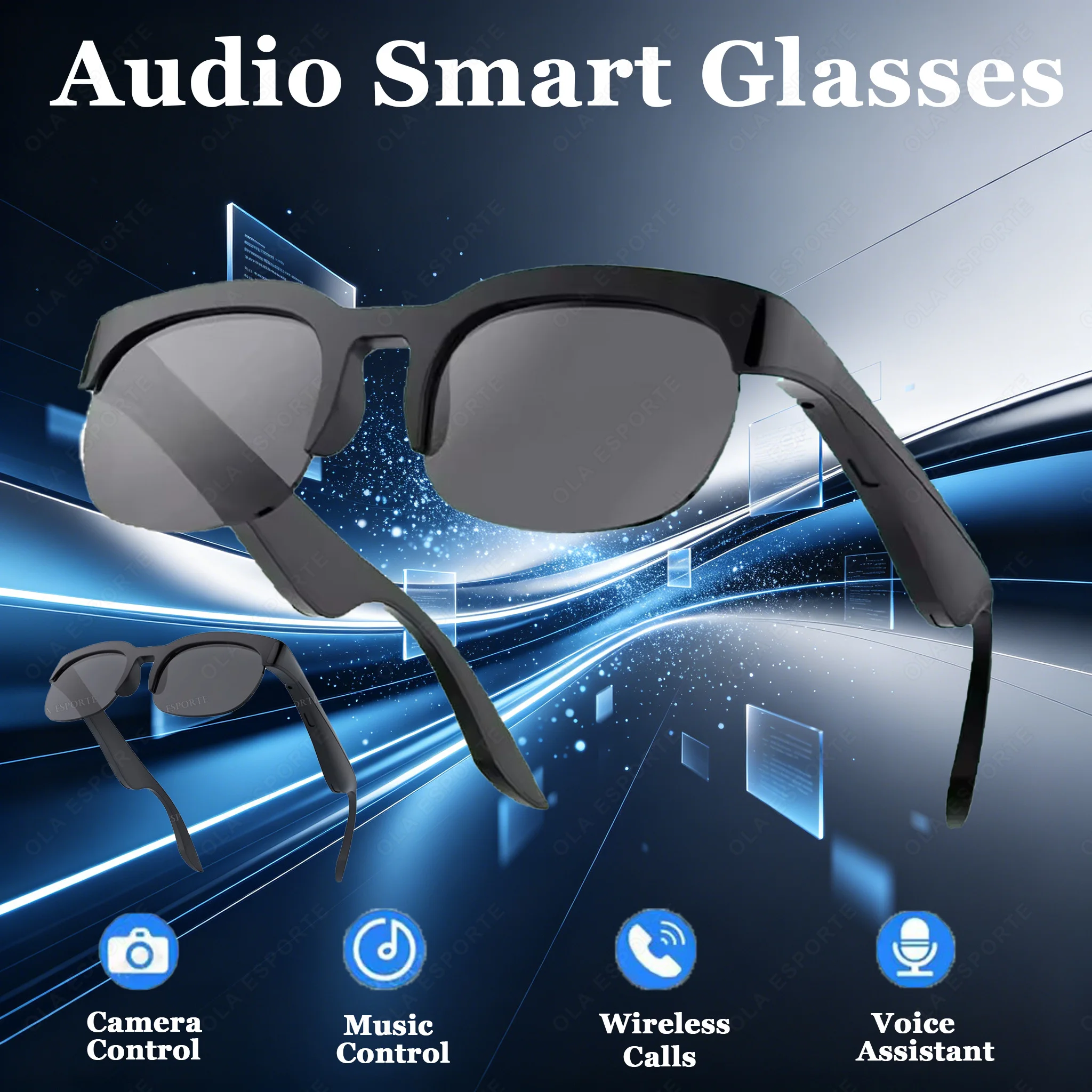 

Smart Glasses Bluetooth Calling Music Control Wireless Fashionable Bluetooth Headphones For Men Women Gifts Earphone Outdoor New