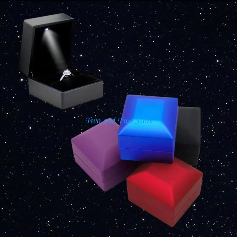 HX6F Personality Ring Box with LED Light Jewelry Display Gift Box for Engagement