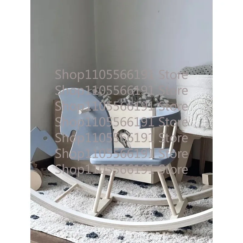 Wholesale Eco Friendly Custom Wooden Rocking Horse Ornament Kids Play Toy Toddler Household Interior Decoration