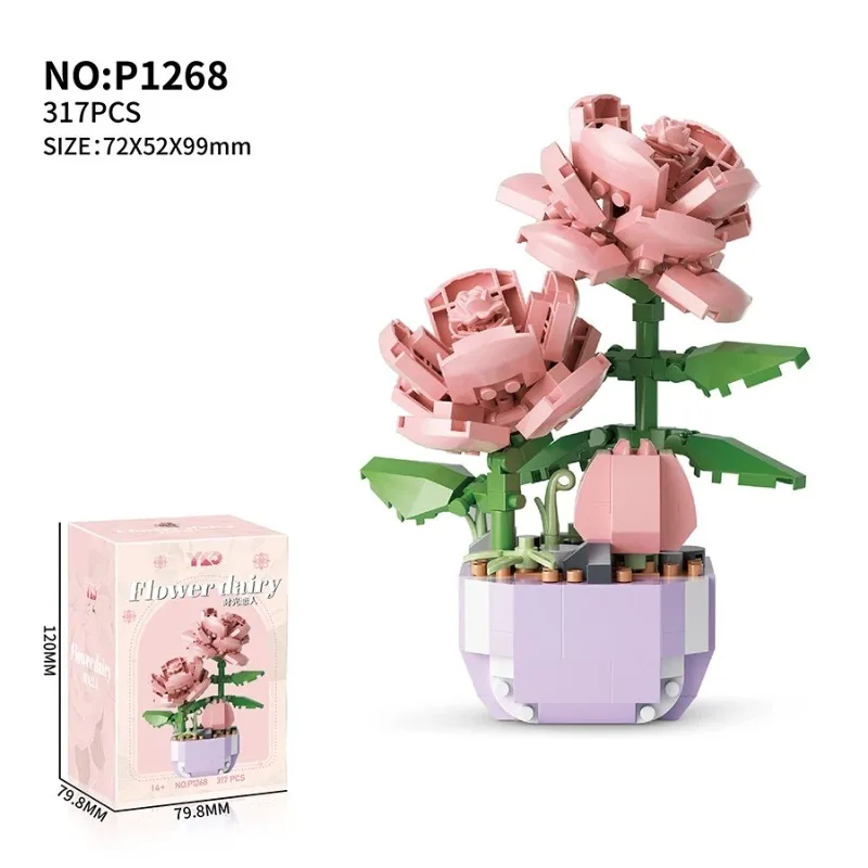 

1pieceMini Potted Building Block Sets Plastic Flowers Blocks Kids DIY Educational Toys Decoration For Home